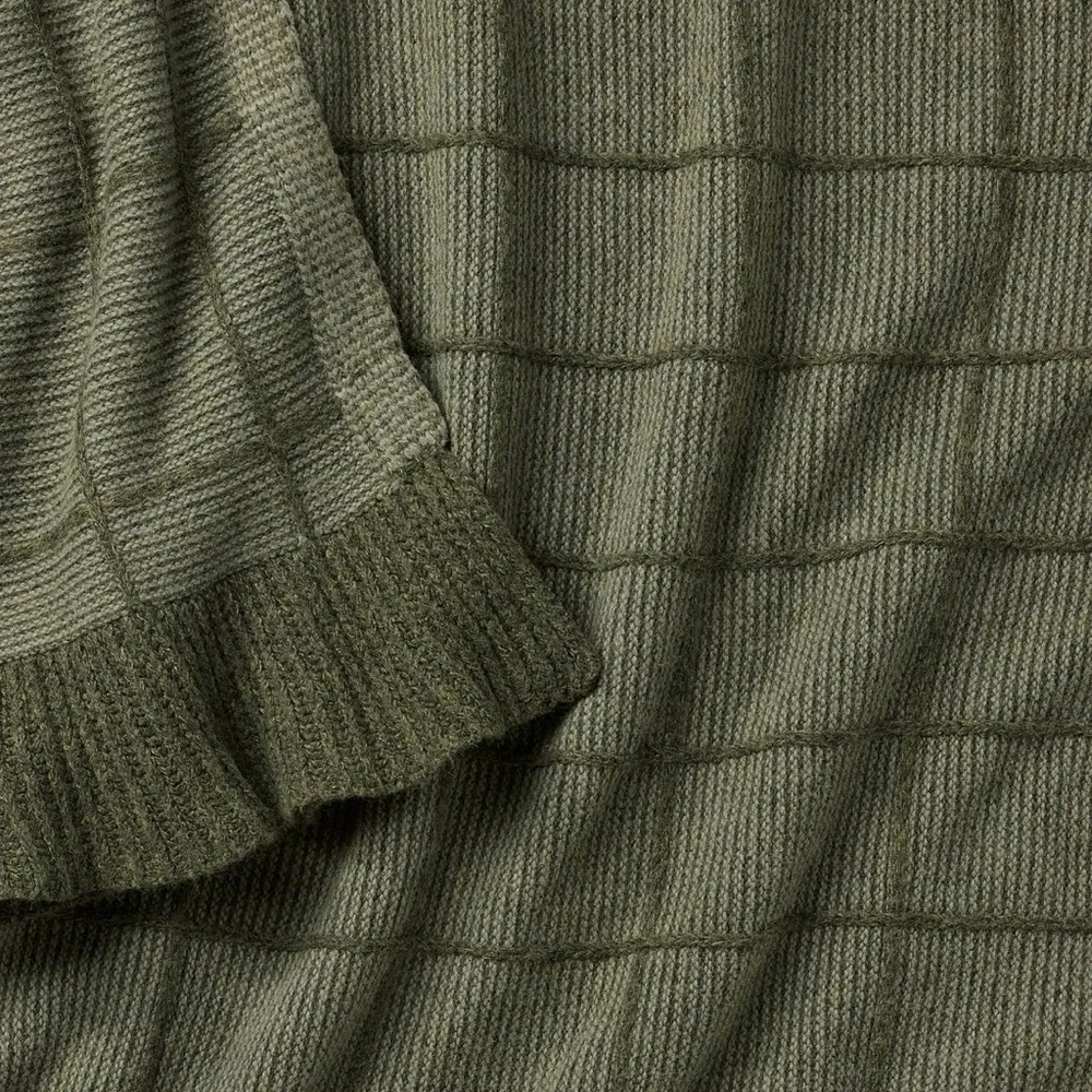 50x60 Windowpane Plaid with Ruffle Throw Blanket Green - Threshold Studio McGee